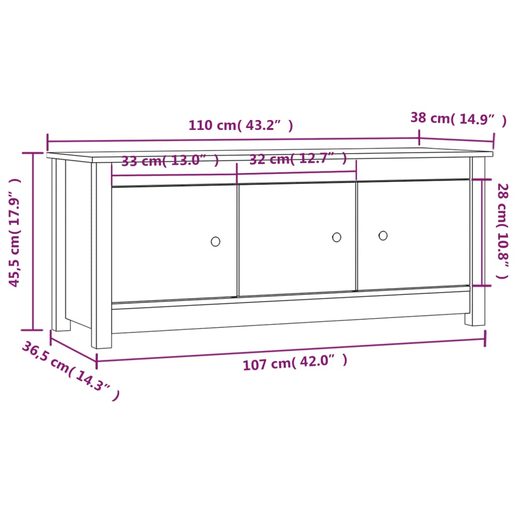 Ormarić za cipele 110 x 38 x 45,5 cm od masivne borovine