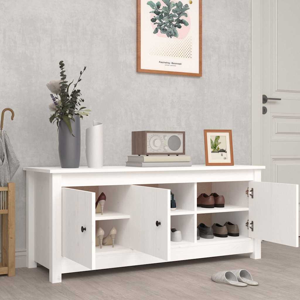 Ormarić za cipele bijeli 110 x 38 x 45,5 cm od masivne borovine