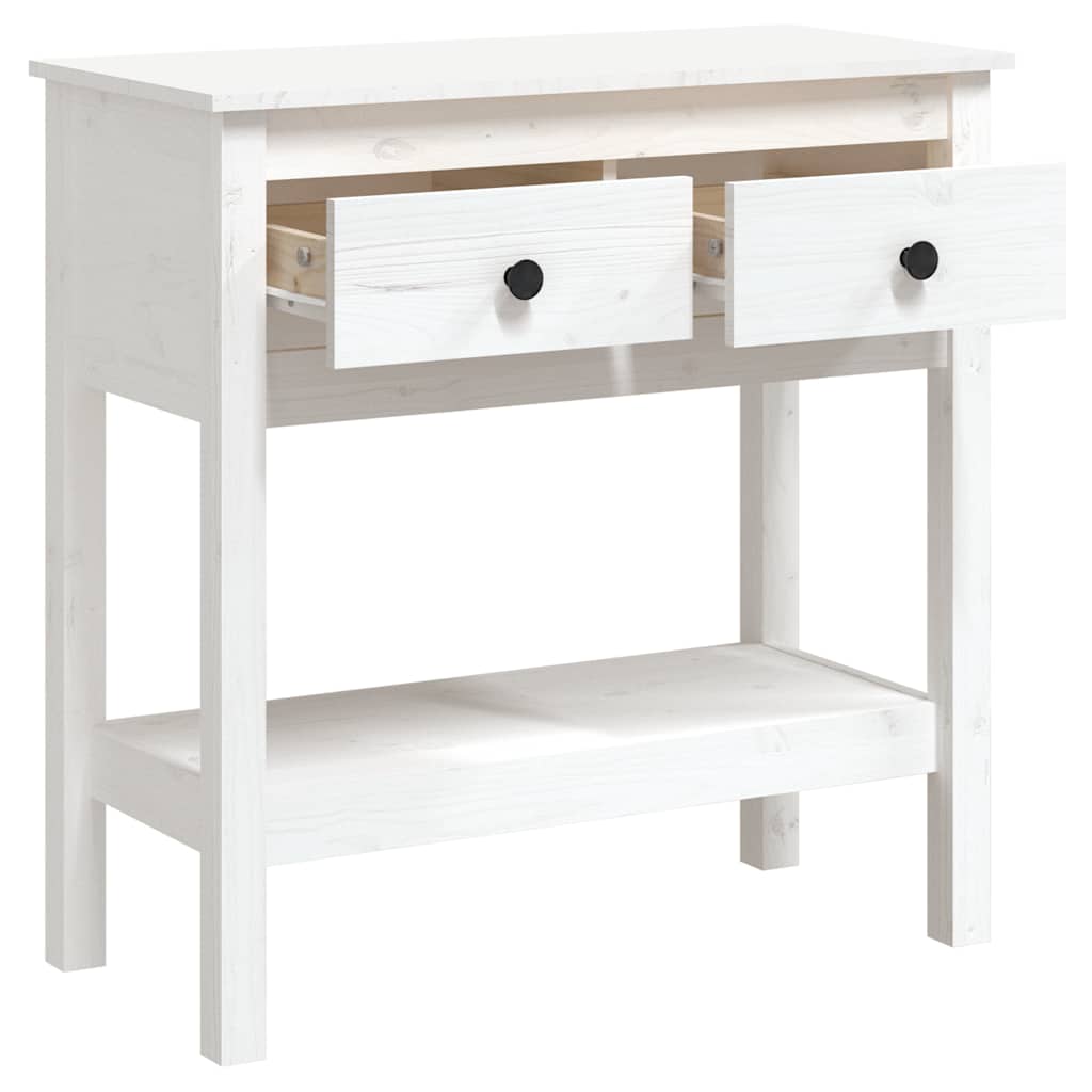 Konzolni stol bijeli 75 x 35 x 75 cm od masivne borovine