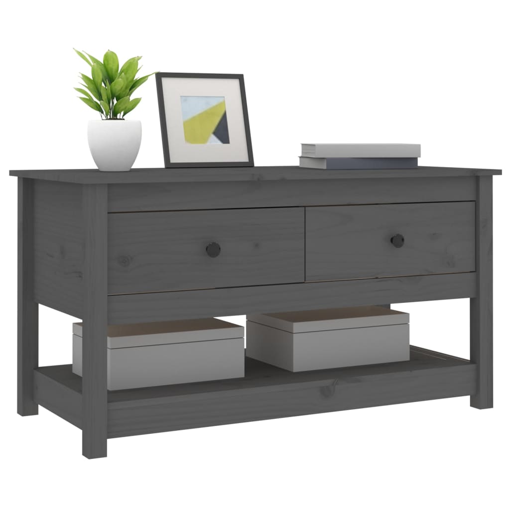 Stolić za kavu sivi 102x49x55 cm od masivne borovine