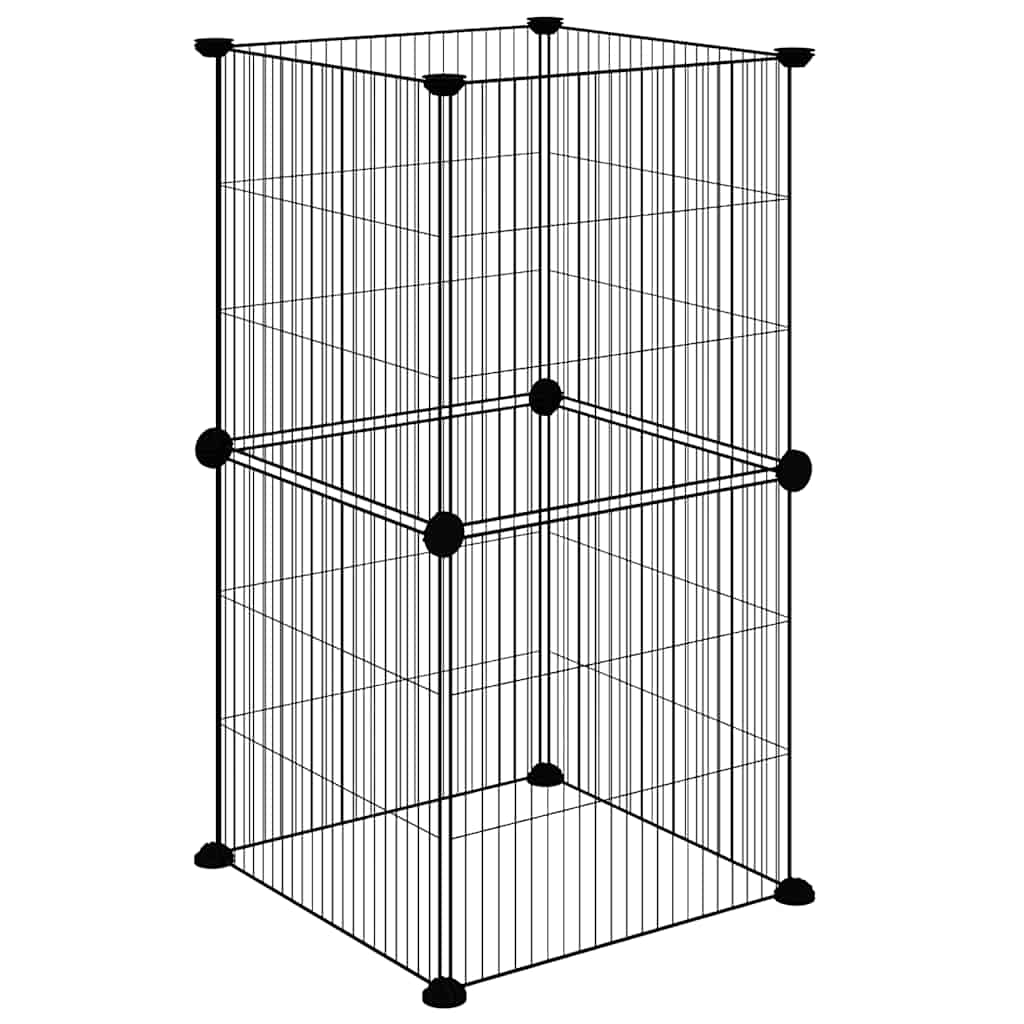 Kavez za kućne ljubimce s 8 panela crni 35 x 35 cm čelični