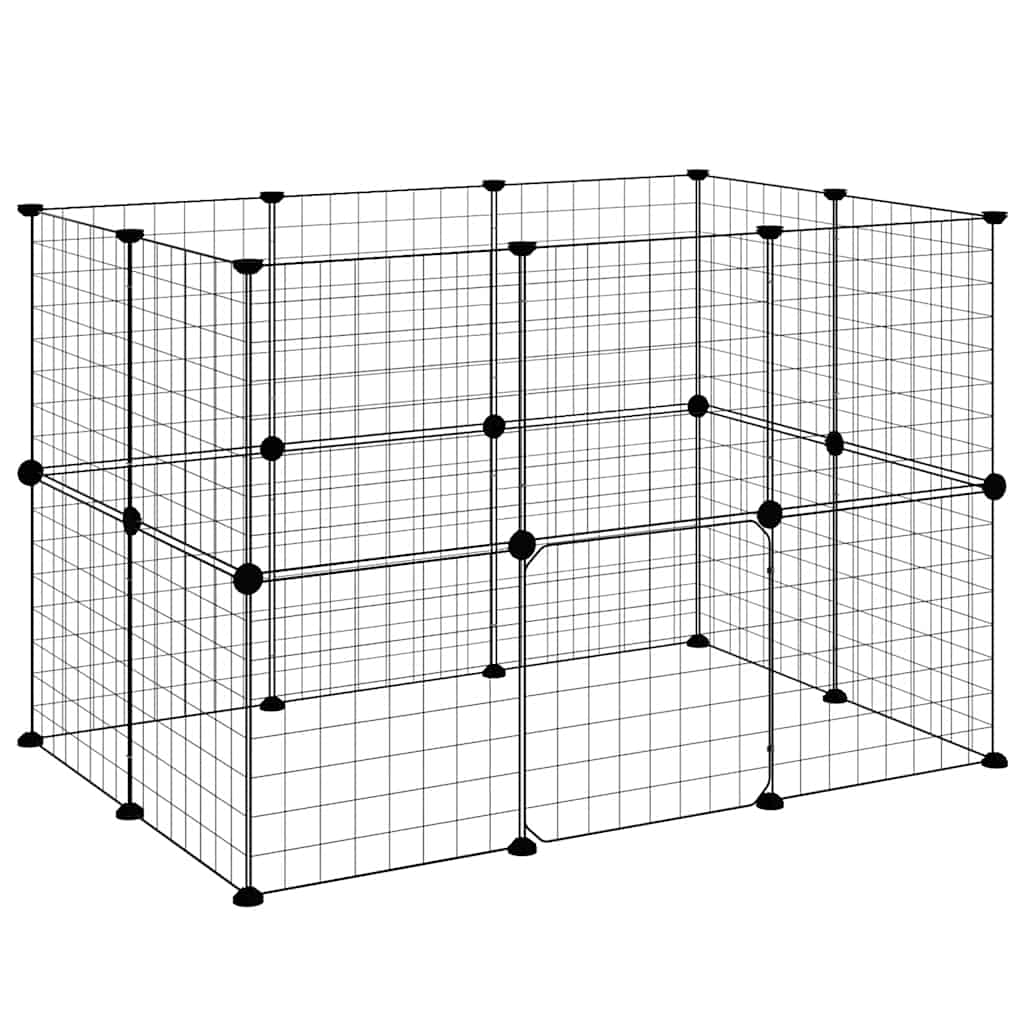 Kavez za ljubimce s 20 panela i vratima crni 35 x 35 cm čelični