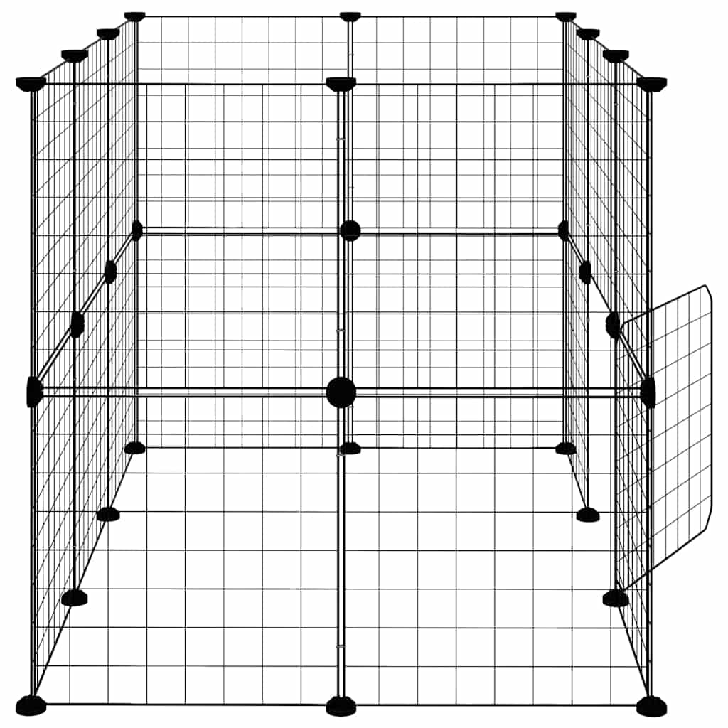 Kavez za ljubimce s 20 panela i vratima crni 35 x 35 cm čelični