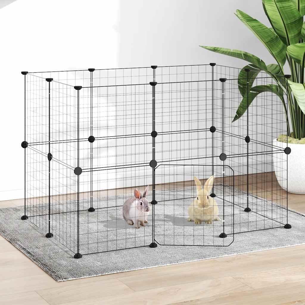 Kavez za ljubimce s 20 panela i vratima crni 35 x 35 cm čelični