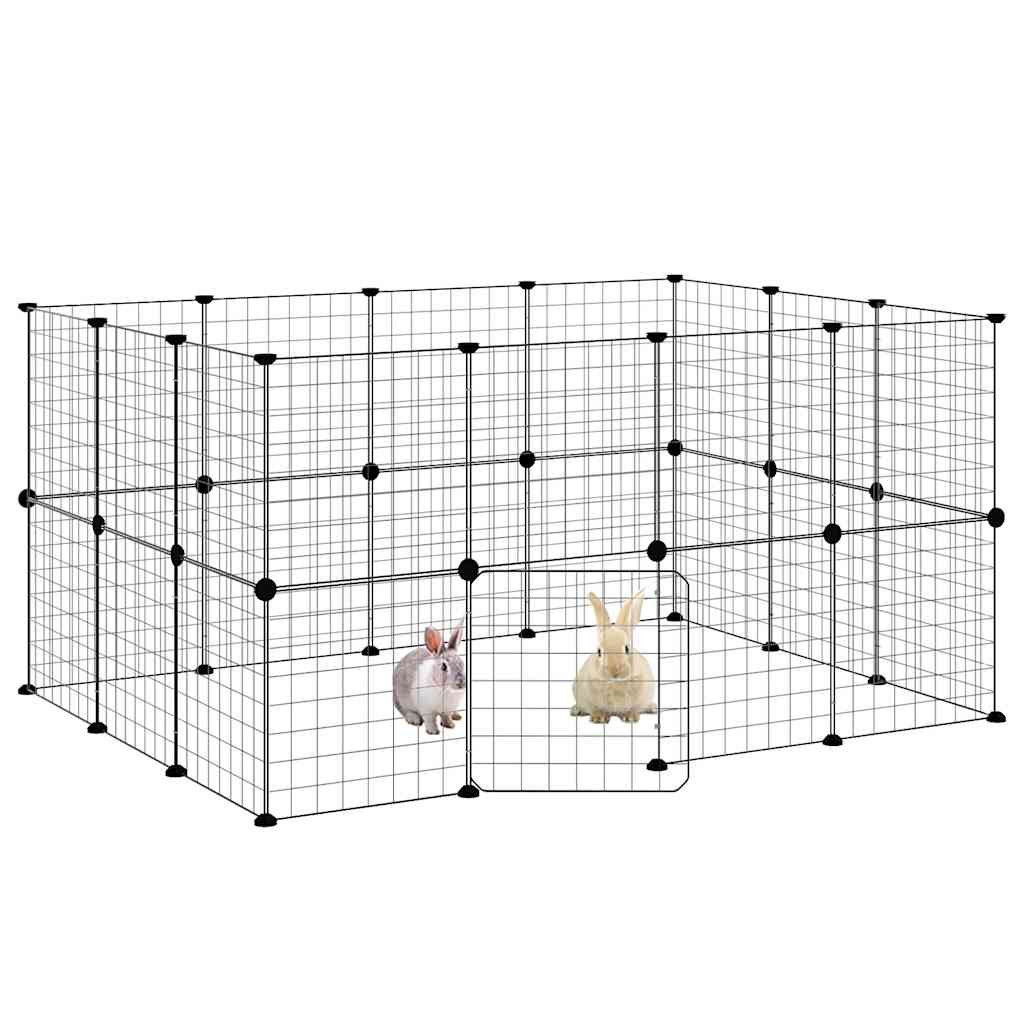 Kavez za ljubimce s 28 panela i vratima crni 35 x 35 cm čelični