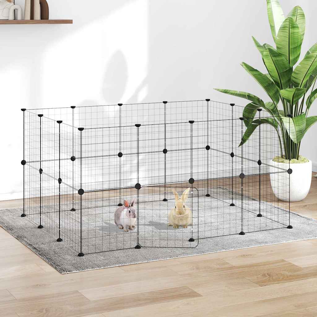 Kavez za ljubimce s 28 panela i vratima crni 35 x 35 cm čelični