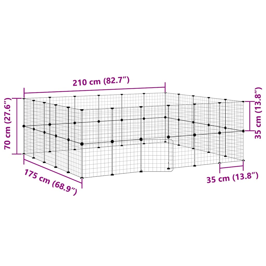 Kavez za ljubimce s 44 panela i vratima crni 35 x 35 cm čelični