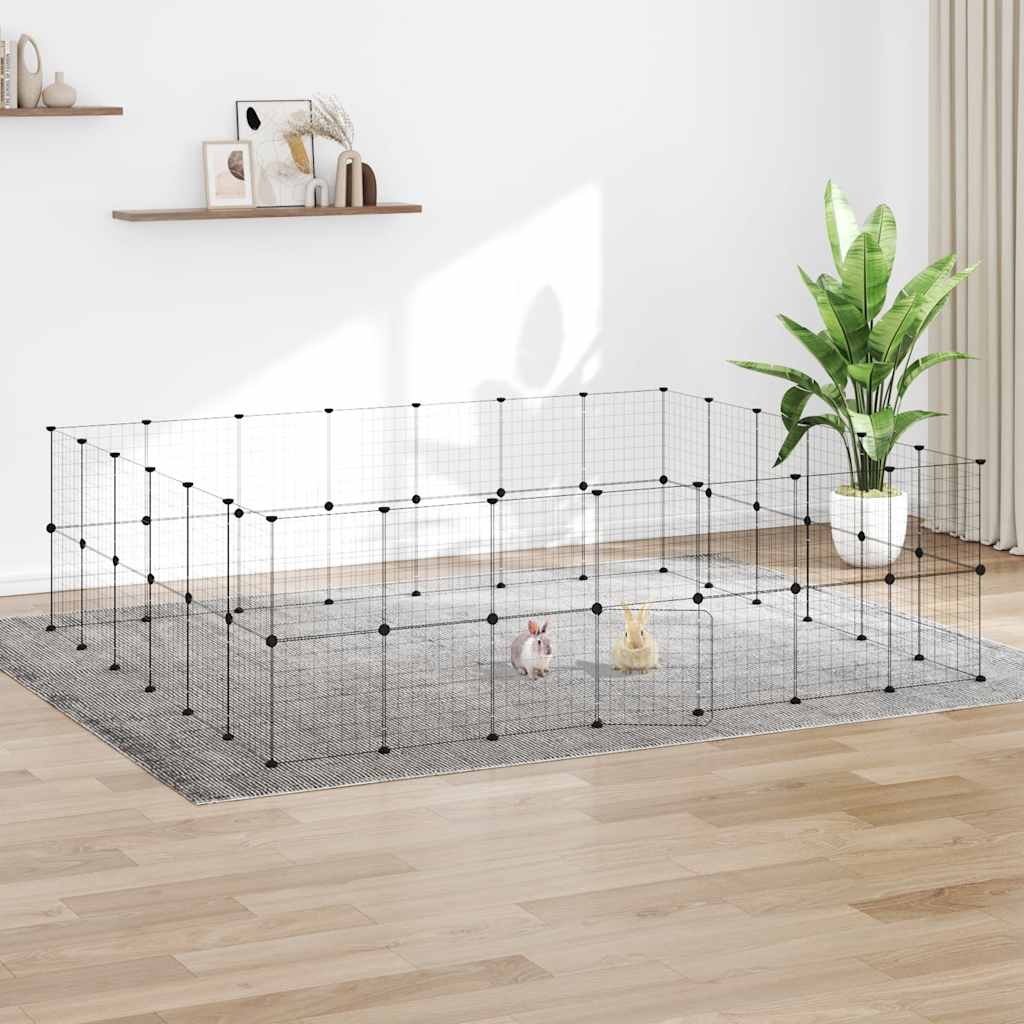 Kavez za ljubimce s 52 panela i vratima crni 35 x 35 cm čelični