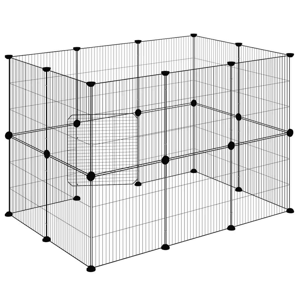 Kavez za ljubimce s 20 panela i vratima crni 35 x 35 cm čelični