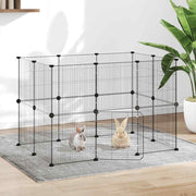 Kavez za ljubimce s 20 panela i vratima crni 35 x 35 cm čelični