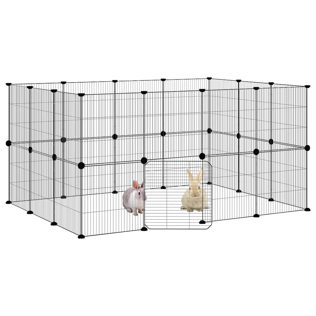 Kavez za ljubimce s 28 panela i vratima crni 35 x 35 cm čelični