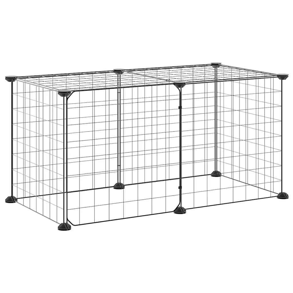 Kavez za ljubimce s 8 panela i vratima crni 35 x 35 cm čelični