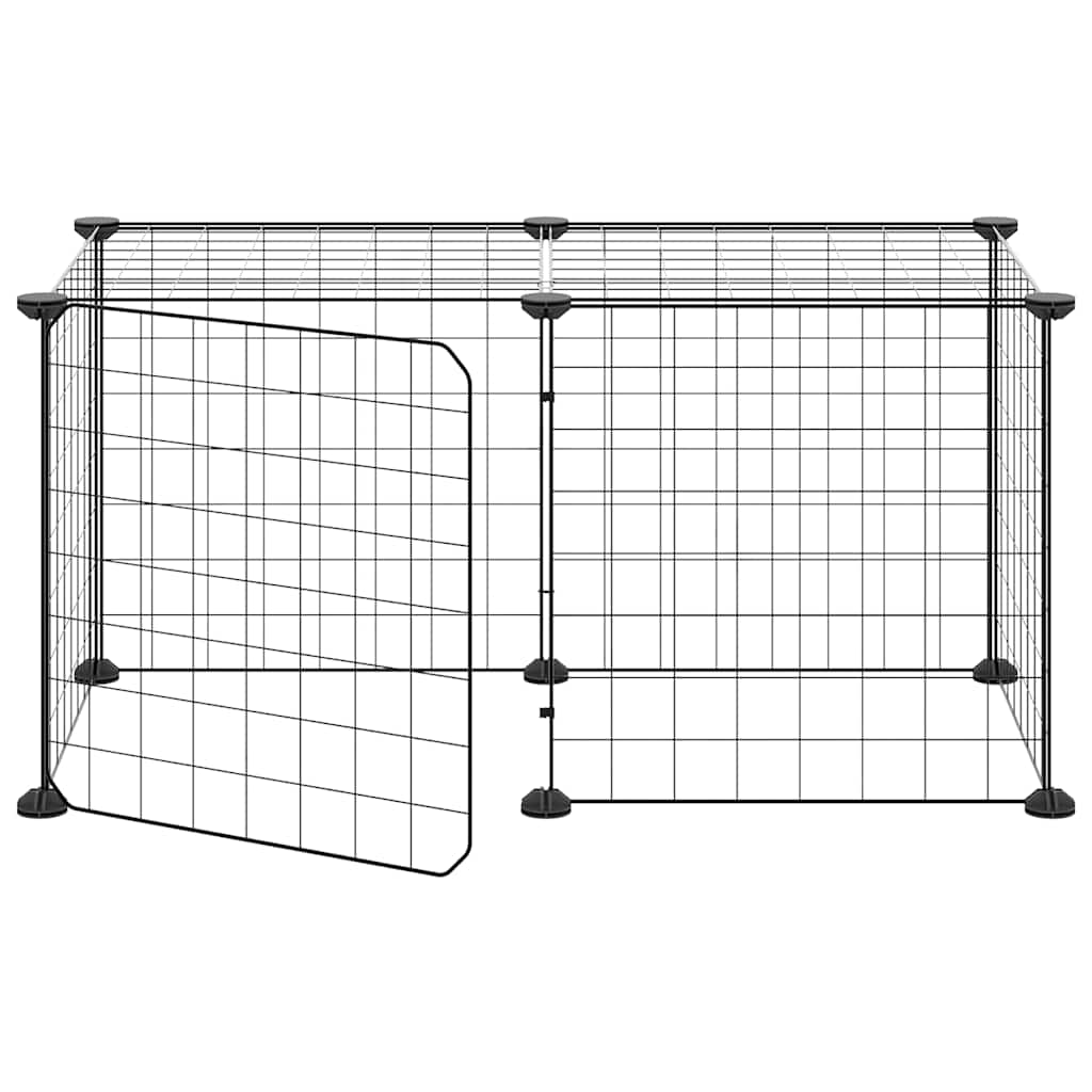 Kavez za ljubimce s 8 panela i vratima crni 35 x 35 cm čelični