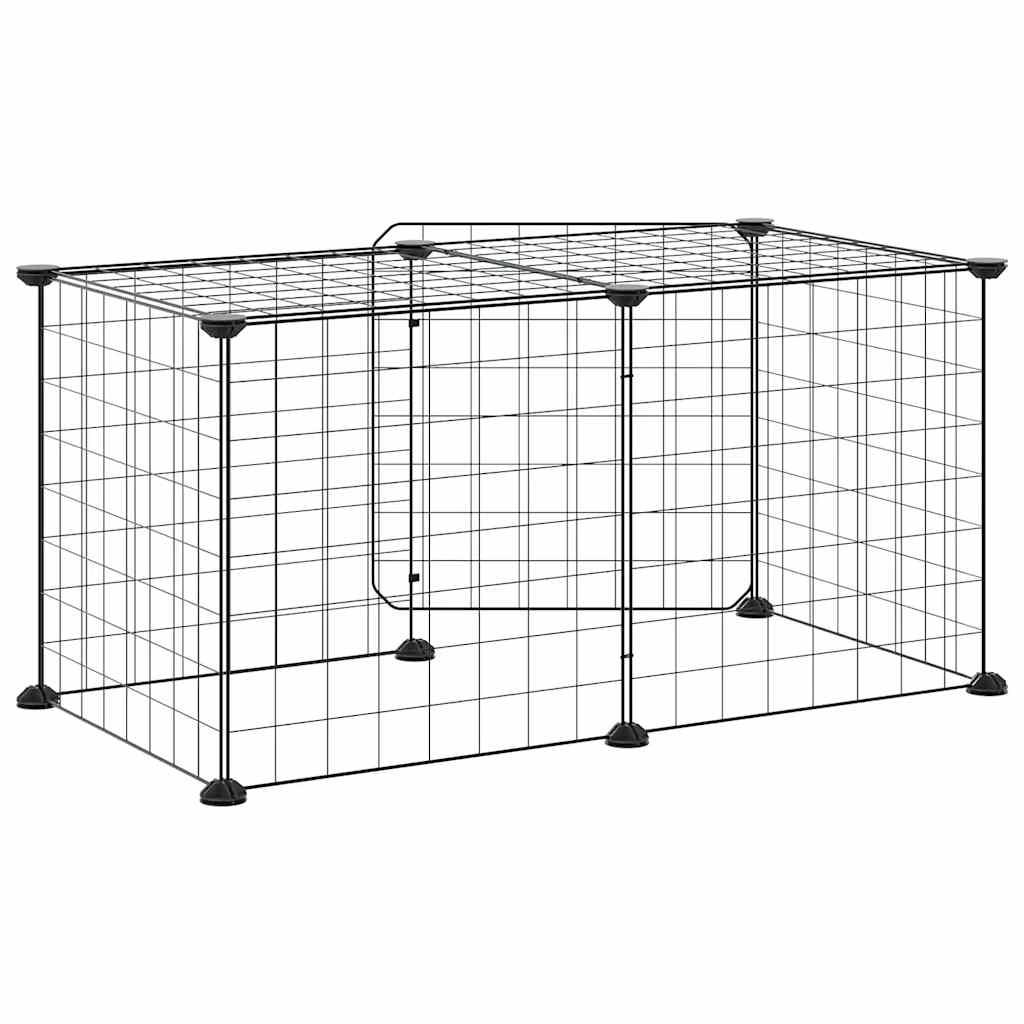 Kavez za ljubimce s 8 panela i vratima crni 35 x 35 cm čelični