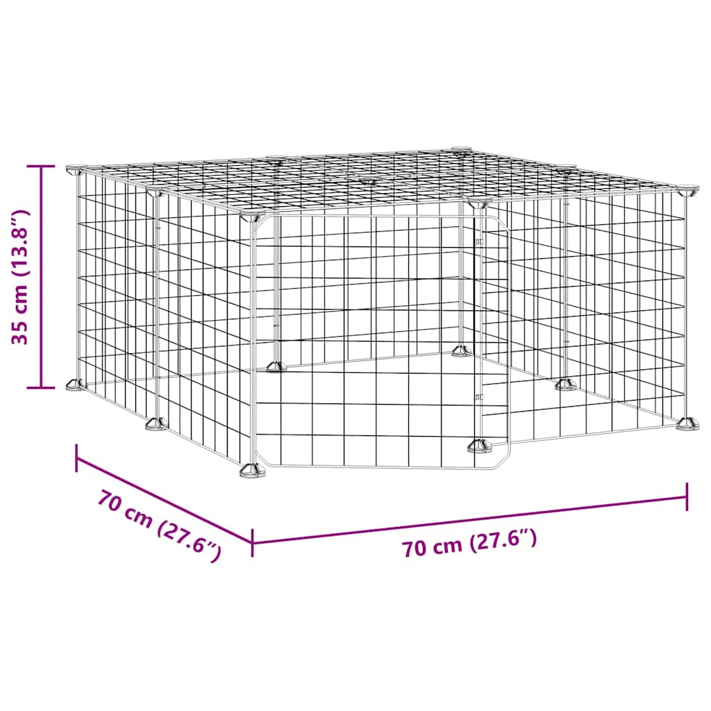 Kavez za ljubimce s 12 panela i vratima crni 35 x 35 cm čelični