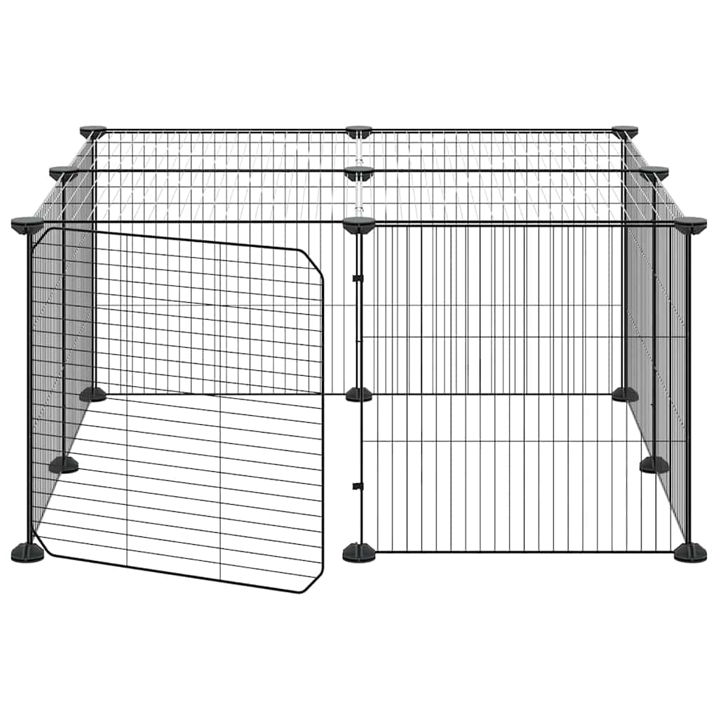 Kavez za ljubimce s 12 panela i vratima crni 35 x 35 cm čelični