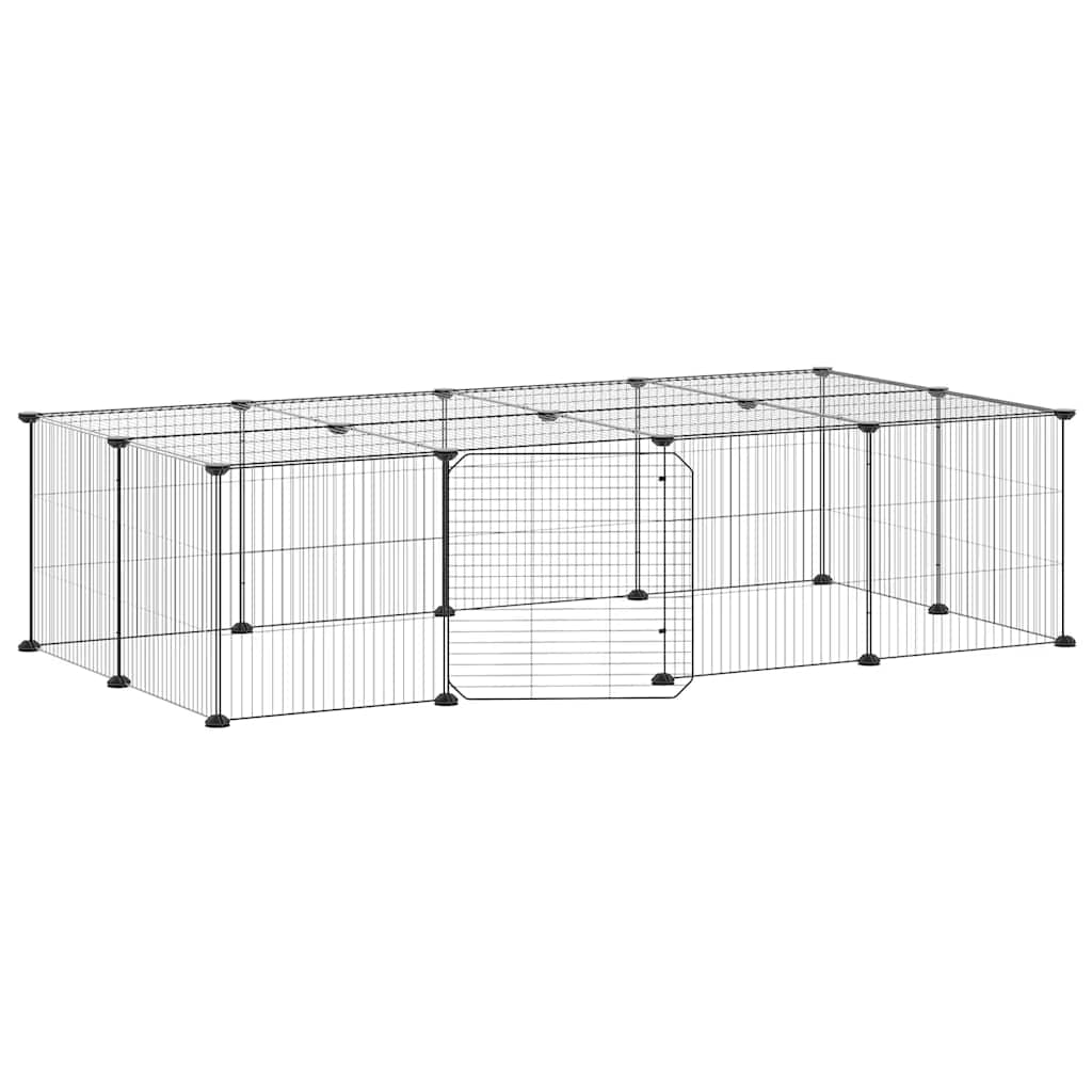 Kavez za ljubimce s 20 panela i vratima crni 35 x 35 cm čelični