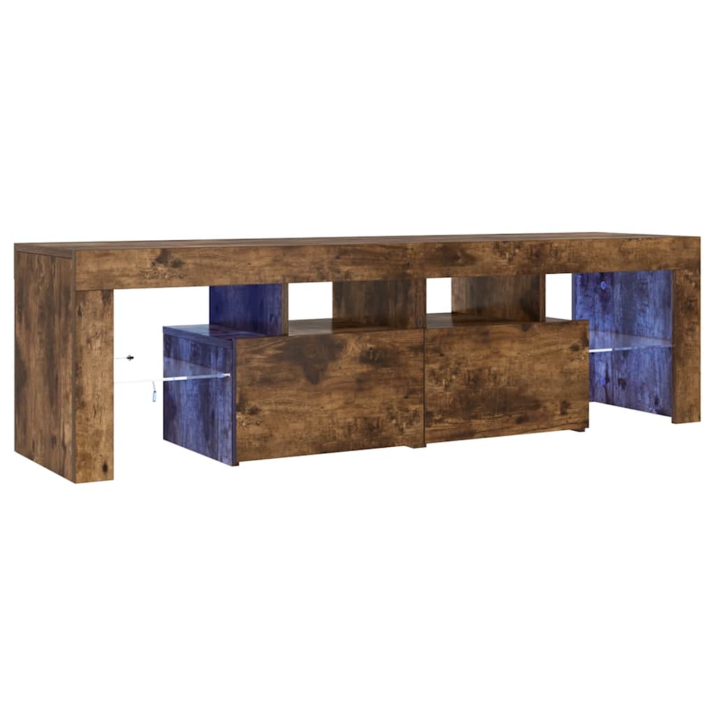 TV ormarić s LED svjetlima boja dimljenog hrasta 140x36,5x40 cm