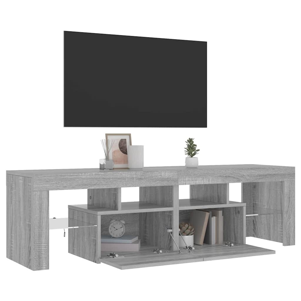 TV ormarić s LED svjetlima siva boja hrasta 140 x 36,5 x 40 cm