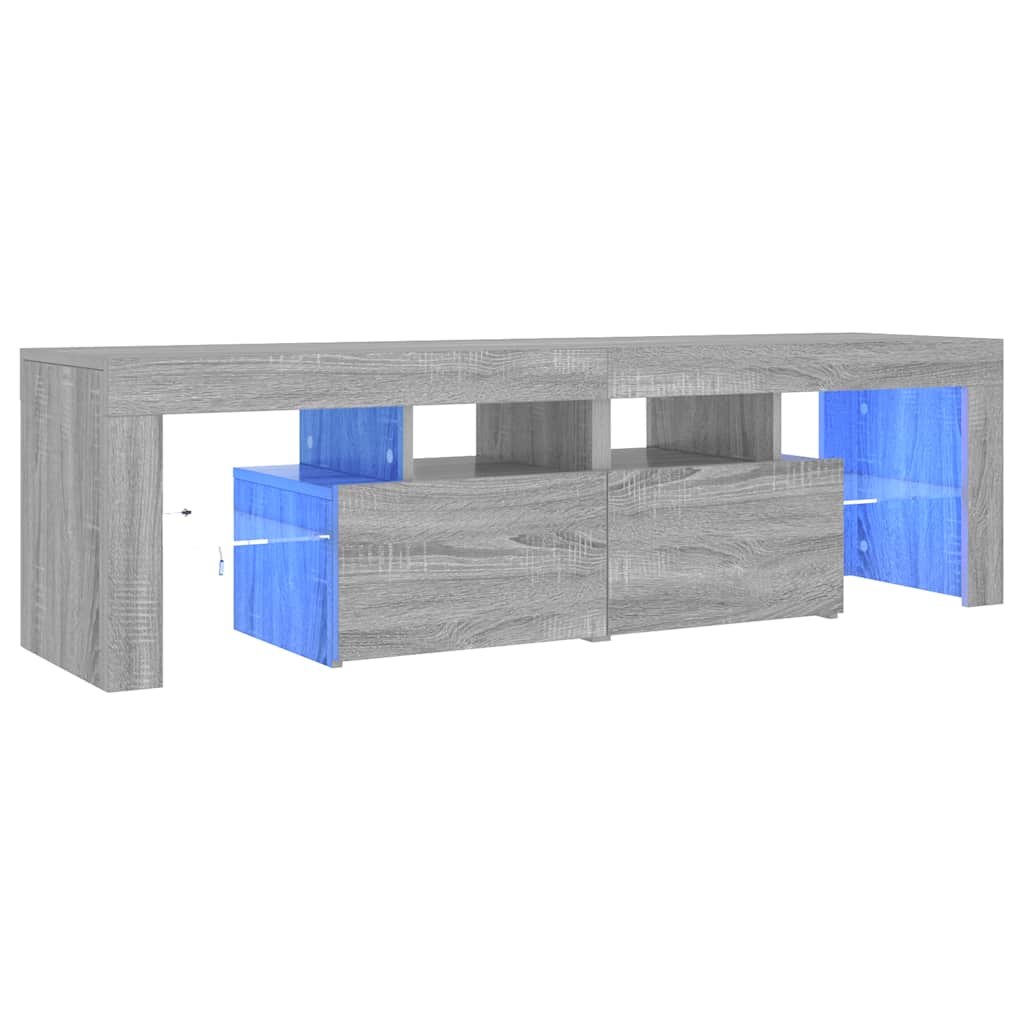 TV ormarić s LED svjetlima siva boja hrasta 140 x 36,5 x 40 cm