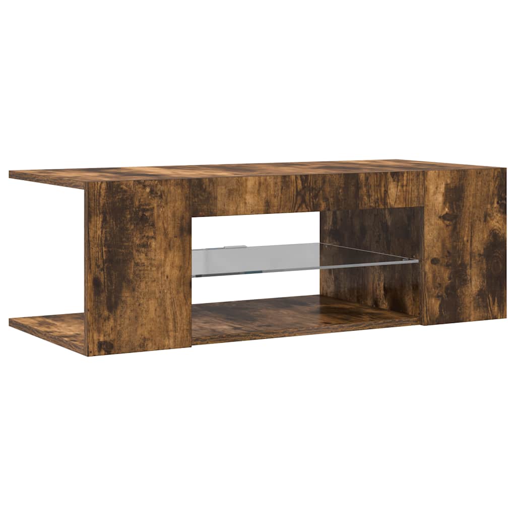 TV ormarić s LED svjetlima boja dimljenog hrasta 90x39x30 cm