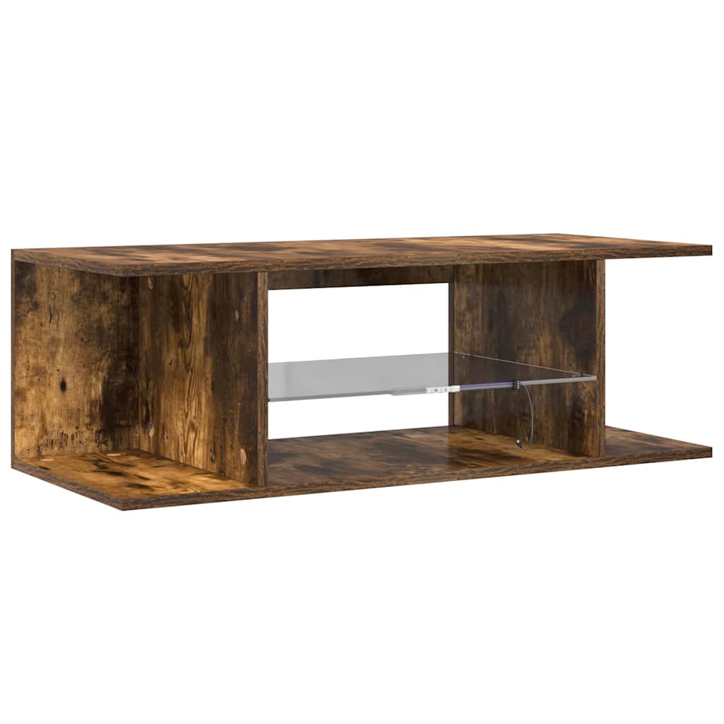 TV ormarić s LED svjetlima boja dimljenog hrasta 90x39x30 cm