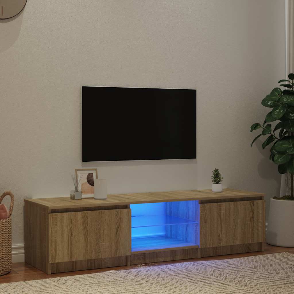TV ormarić s LED svjetlima boja dimljenog hrasta 140x40x36 cm