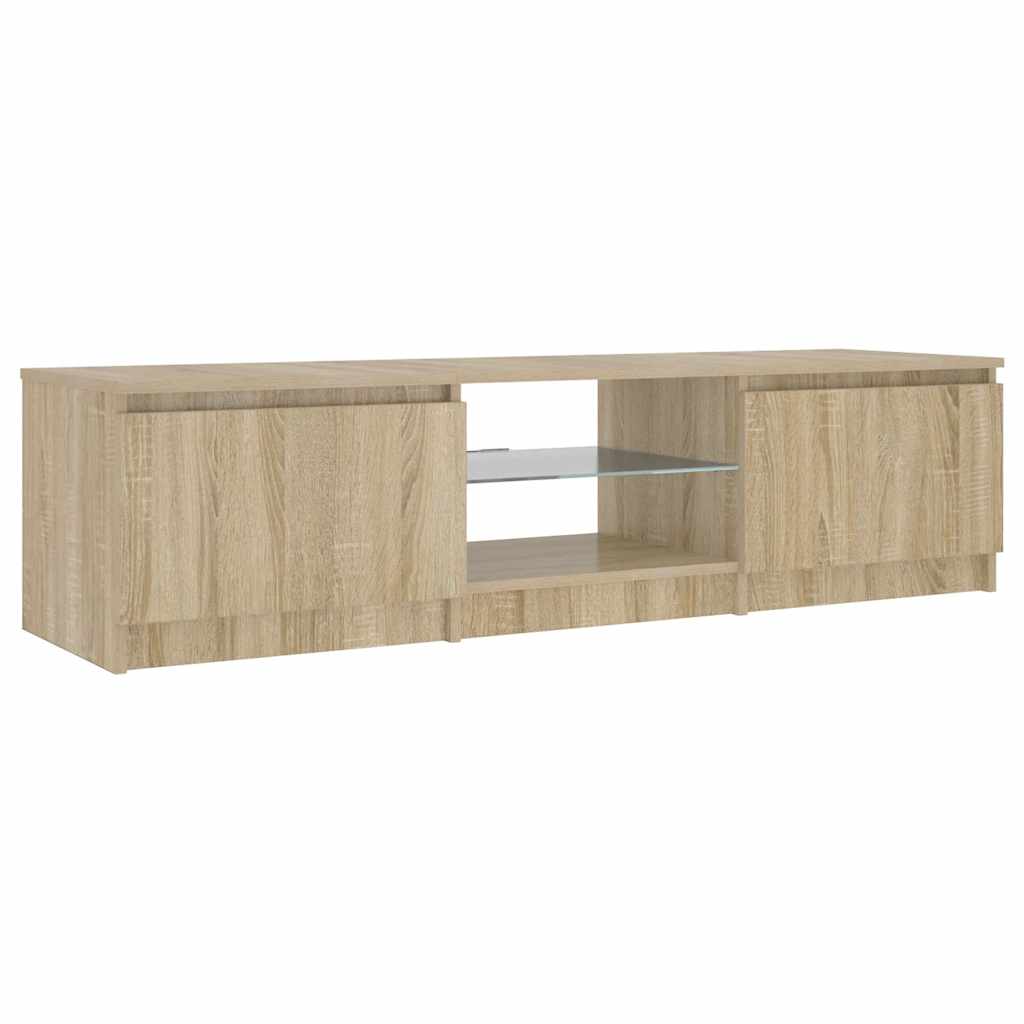 TV ormarić s LED svjetlima boja dimljenog hrasta 140x40x36 cm