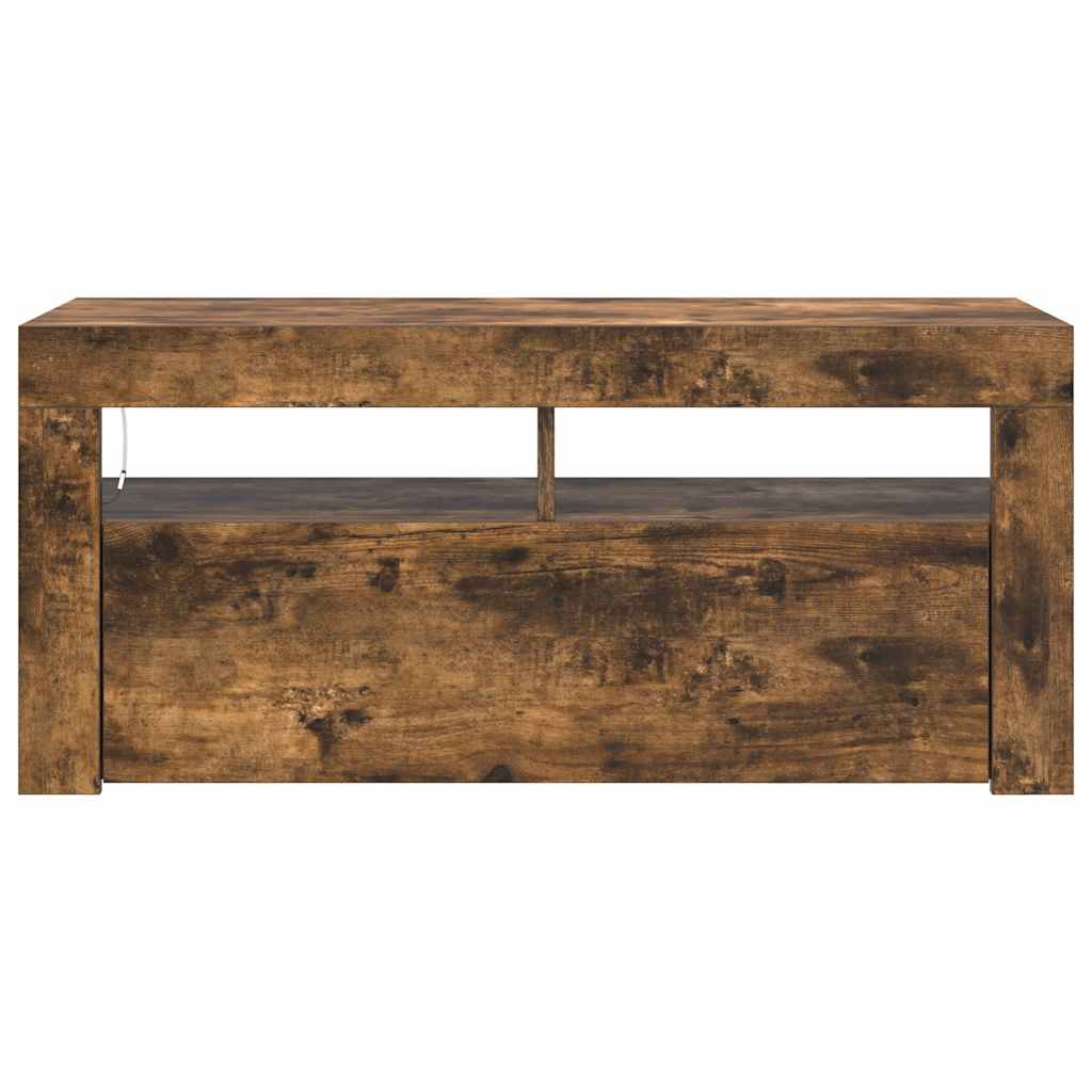 TV ormarić s LED svjetlima boja dimljenog hrasta 90x35x40 cm