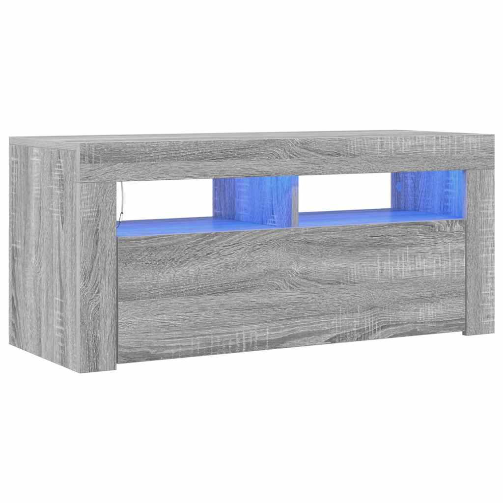 TV ormarić s LED svjetlima boja sivog hrasta sonome 90x35x40 cm