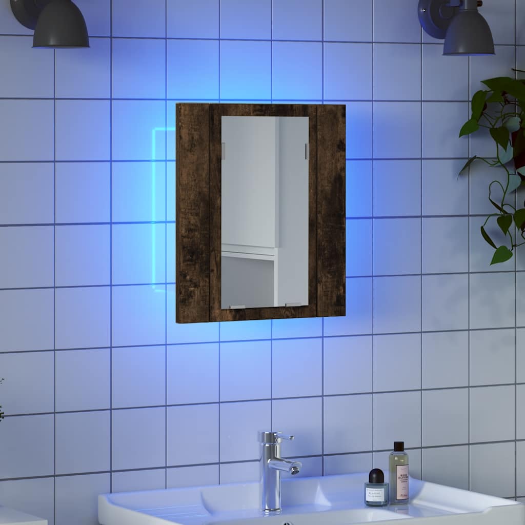 LED kupaonski ormarić s ogledalom boja hrasta 40x12x45cm drveni Smeđa
