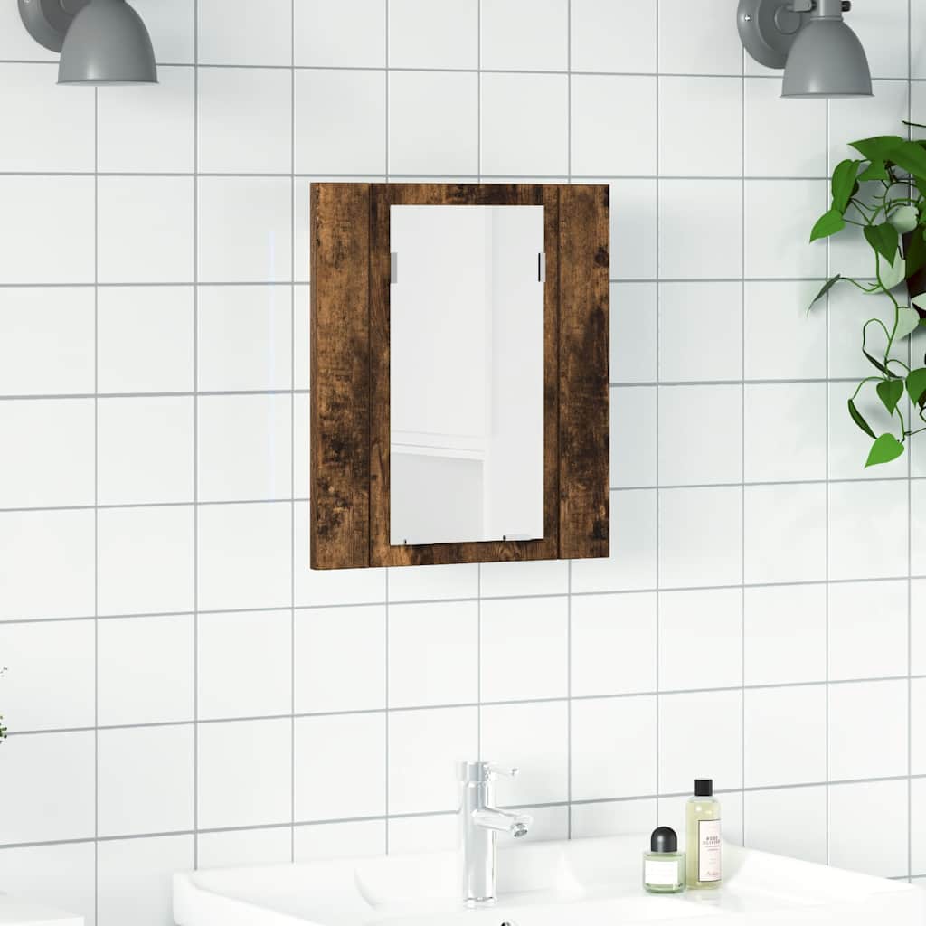 LED kupaonski ormarić s ogledalom boja hrasta 40x12x45cm drveni Smeđa