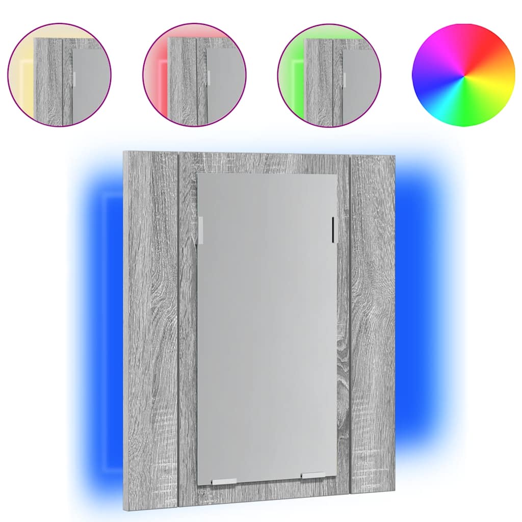 LED kupaonski ormarić s ogledalom boja hrasta 40x12x45cm drveni
