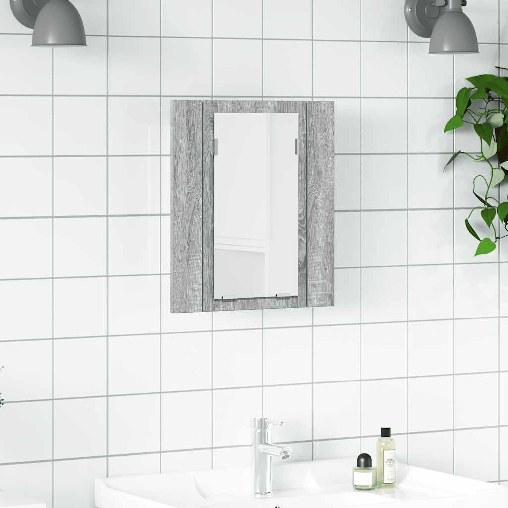 LED kupaonski ormarić s ogledalom boja hrasta 40x12x45cm drveni