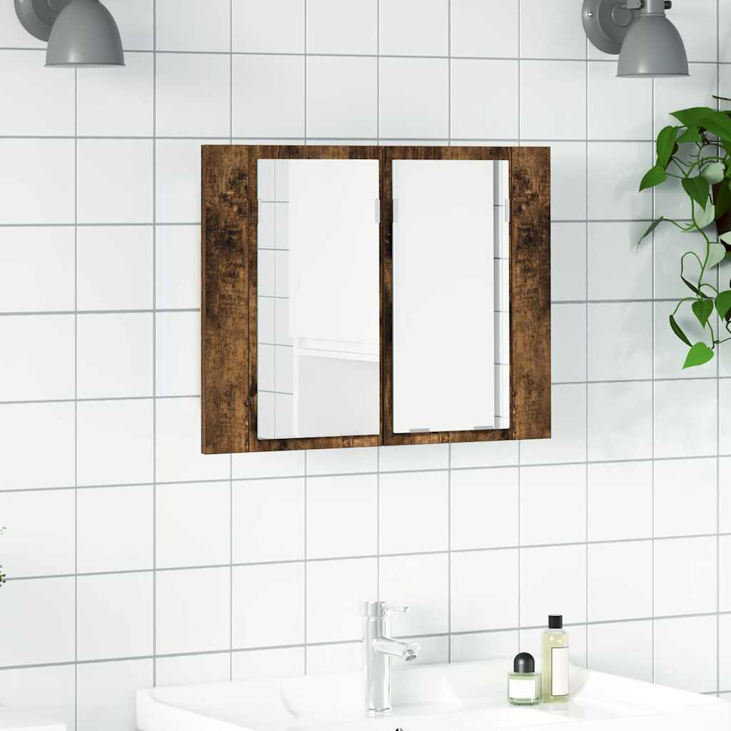 LED kupaonski ormarić s ogledalom boja hrasta 60x12x45cm drveni