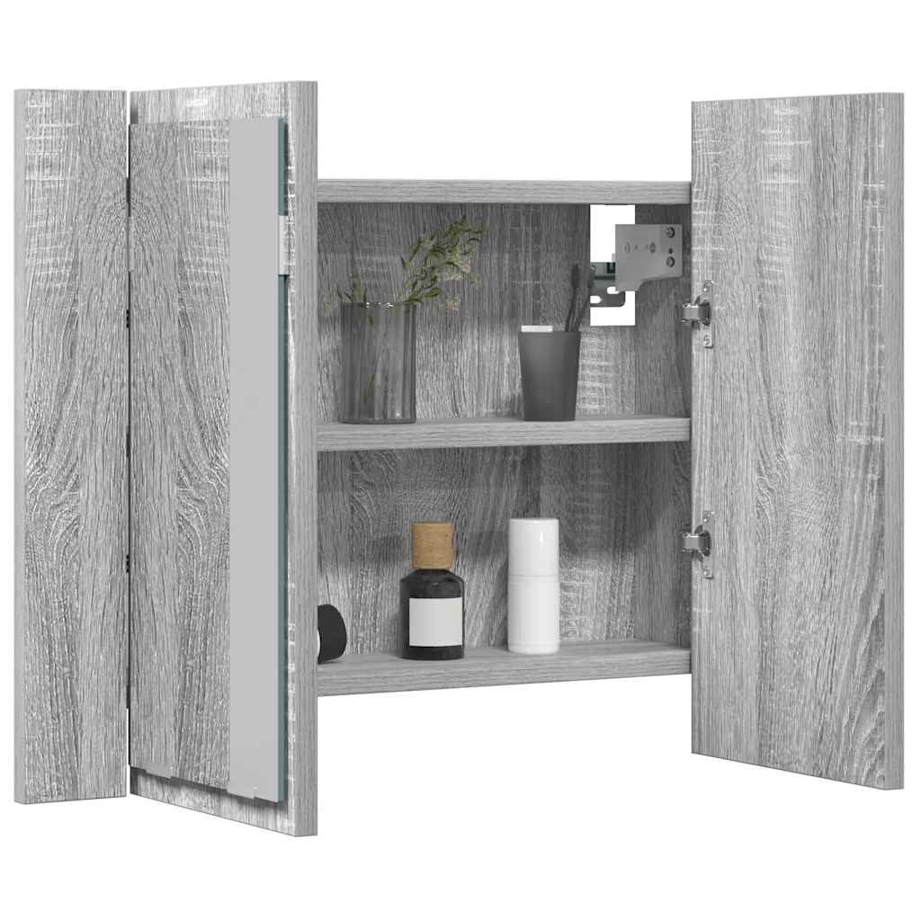 LED kupaonski ormarić s ogledalom boja hrasta 60x12x45cm drveni