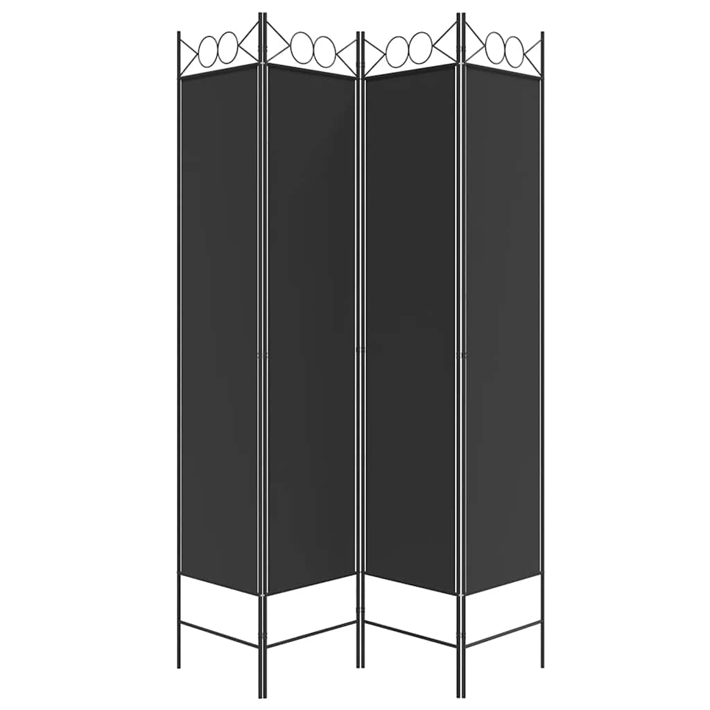Sobna pregrada s 4 panela crna 160 x 200 cm od tkanine