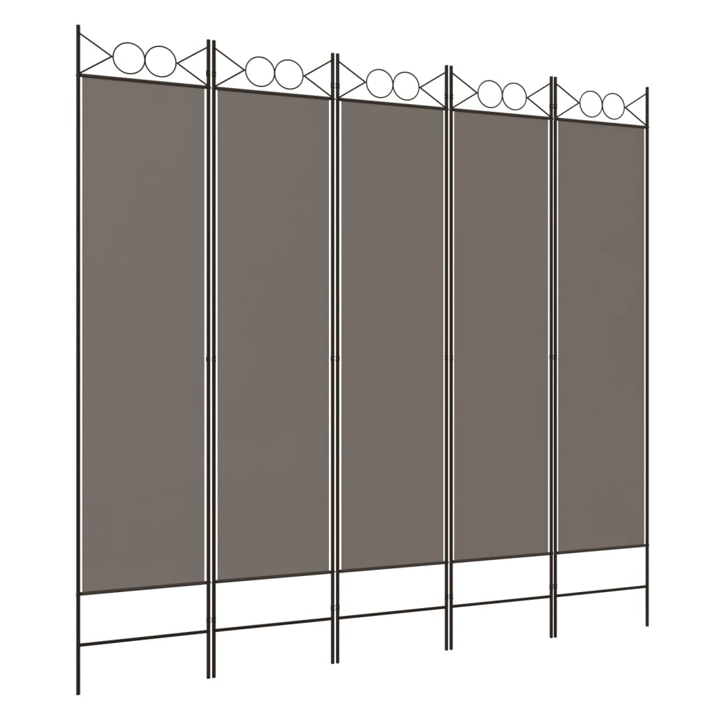 Sobna pregrada s 5 panela antracit 200 x 200 cm od tkanine