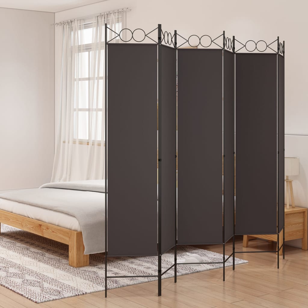 Sobna pregrada s 6 panela smeđa 240x200 cm od tkanine