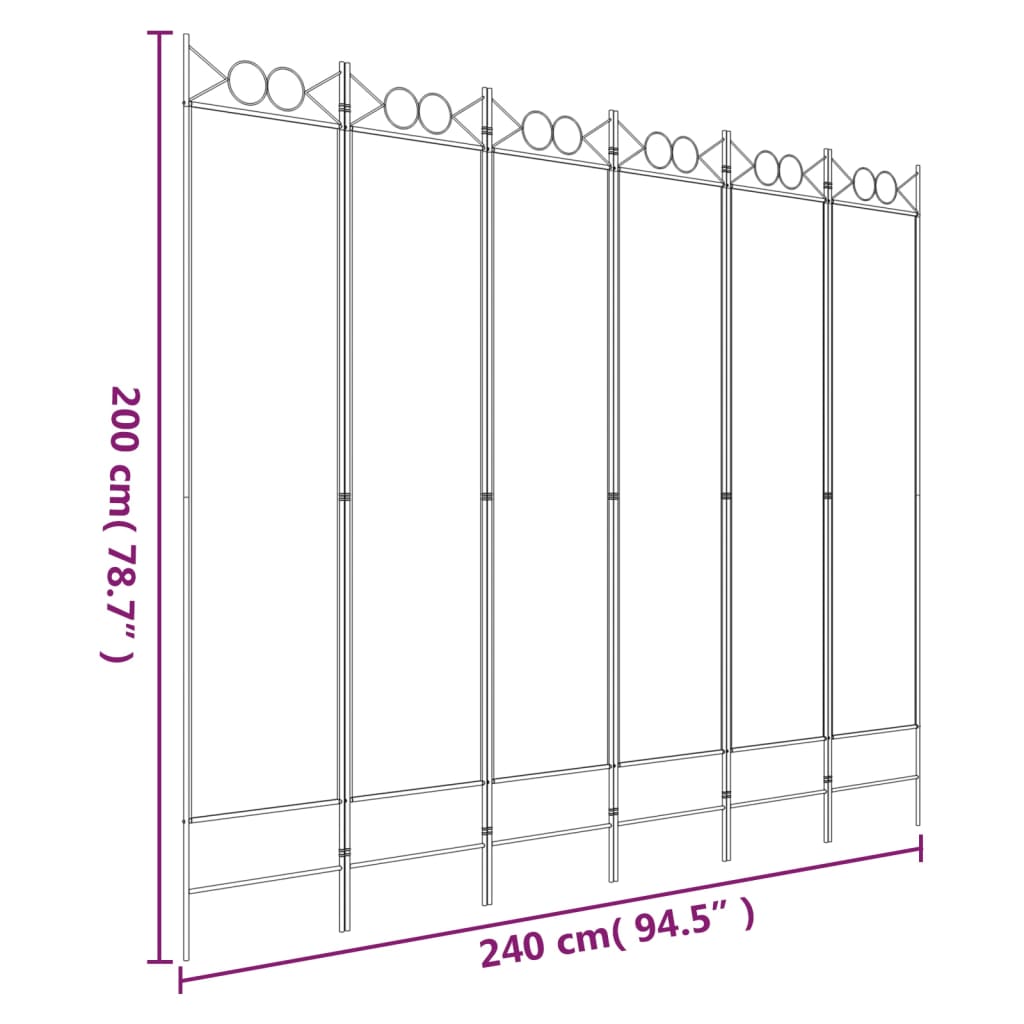 Sobna pregrada s 6 panela antracit 240x200 cm od tkanine