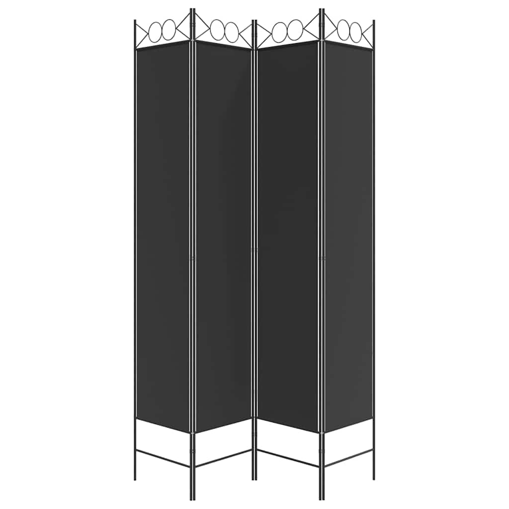 Sobna pregrada s 4 panela crna 160x220 cm od tkanine