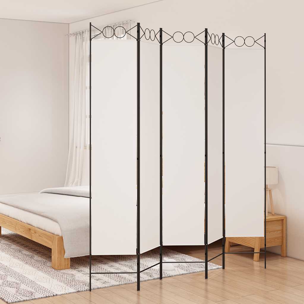 Sobna pregrada s 5 panela bijela 200x220 cm od tkanine