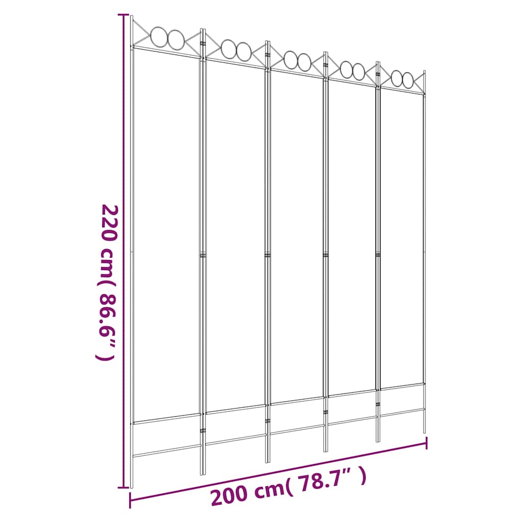 Sobna pregrada s 5 panela antracit 200x220 cm od tkanine