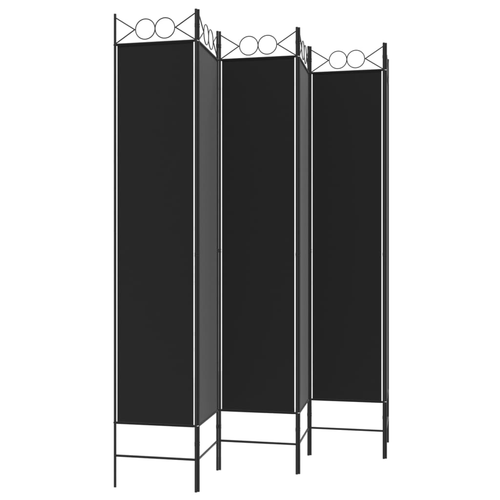 Sobna pregrada s 6 panela crna 240x220 cm od tkanine