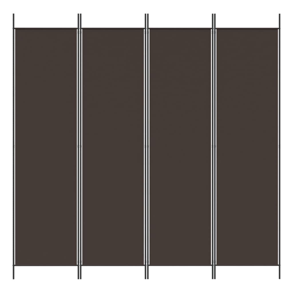 Sobna pregrada s 4 panela smeđa 200 x 200 cm od tkanine