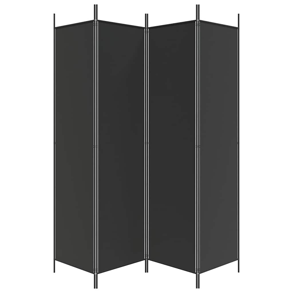 Sobna pregrada s 4 panela crna 200 x 200 cm od tkanine