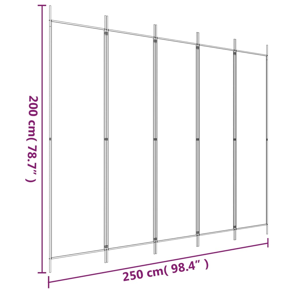Sobna pregrada s 5 panela Antracit 250 x 200 cm od tkanine