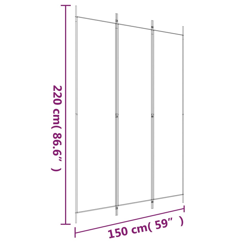 Sobna pregrada s 3 panela antracit 150 x 220 cm od tkanine