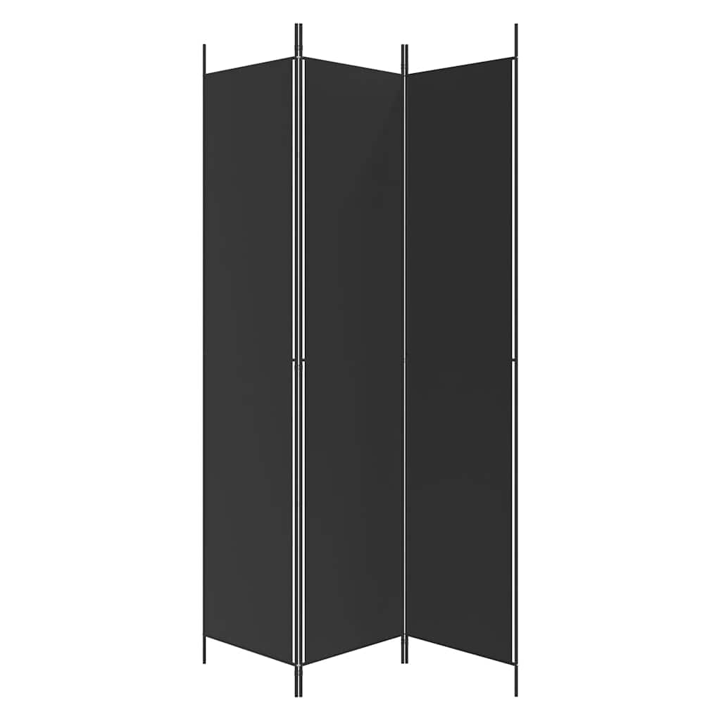 Sobna pregrada s 3 panela crna 150 x 220 cm od tkanine