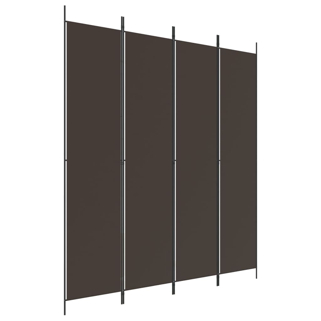 Sobna pregrada s 4 panela smeđa 200 x 220 cm od tkanine